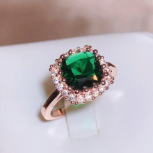Classic Ring for Women 925 Stamps Rose Green Zircon Ring Emerald Jewelry Party Gift Engagement Ring