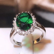 Vintage Goose Egg-shaped Emerald Zirconia Ring Female 925 Stamp Wedding Party Jewelry Gift
