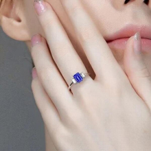 temperament rectangular simulation sapphire open ring female