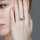 temperament rectangular simulation sapphire open ring female 2