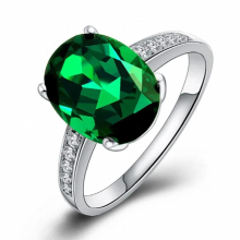 925 Silver Jewellery Ring Oval Shaped Emerald Gemstone Zircon Rings Ornaments for Female Wedding Party