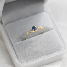 silver inlaid sapphire rings for women adjustable light retro court wedding engagement jewelry