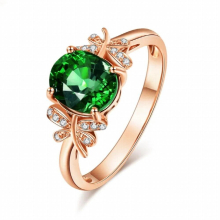 European and American temperament grandmother emerald simulation green tourmaline butterfly treasure open ring woman