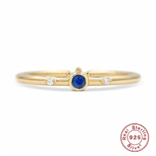 925 Sterling Silver Sapphire Crystal Open Ring for Women Girls Engagement Rings Wedding Jewelry Anillos Plata Bague