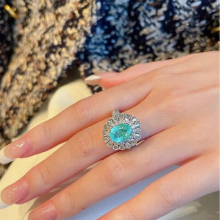 Paraiba Hollow Flower Water Drop Pear-Shaped Oval Sapphire Full Diamond Couple Ring For Women Wedding Gift Jewelry