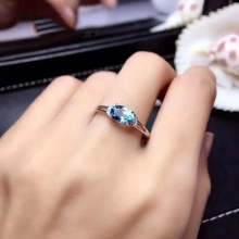 silver inlaid sapphire rings for women open adjustable light delicate engagement party jewelry