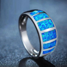 JLR044 Platinum Plated Real Synthetic Fire Opal Jewelry For Women Wedding Ring