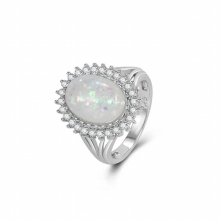 Ring 925 Silver Jewelry Accessories Oval Shape Opal Zircon Gemstone Finger Rings for Women Wedding Party Gift