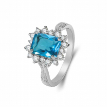 Ring 925 Silver Jewelry with Sapphire Zircon Gemstone Finger Rings for Women Wedding Party Gift Accessories
