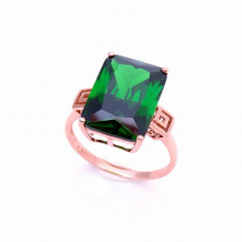 585 purple 14K rose inlaid emerald square engagement rings for women wedding jewelry