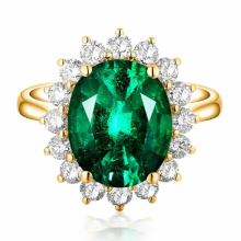 Women Ring 925 Silver Jewelry Oval Emerald Zircon Gemstone Finger Rings Accessory for Wedding Engagement Party