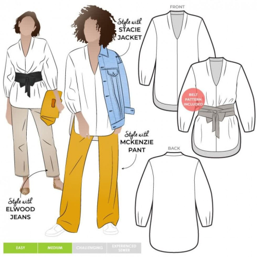 Style Arc Sewing Pattern Ascot Tunic & Belt Women Sizes 18-30