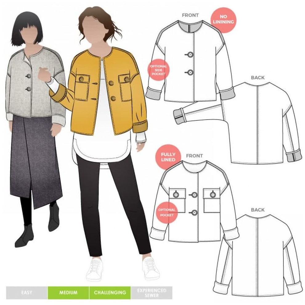 Style Arc Sewing Pattern Adelaide Jacket Women Sizes 4-16