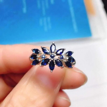 Unique Silver Inlaid Marquise Shape Sapphire Rings For Women Delicate Engagement Dinner Jewelry Adjustable