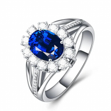 925 Silver Jewelry Ring Oval Sapphire Zircon Gemstones Open Finger Rings for Women Wedding Engagement Party Accessories