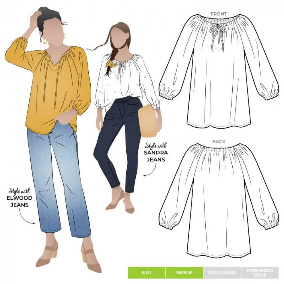 Style Arc Sewing Pattern Anita Peasant Blouse Women Sizes 10-22