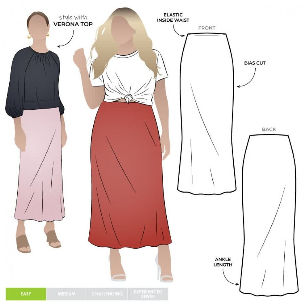 Style Arc Sewing Pattern Genoa Bias Cut  Skirt Women Sizes 10-22