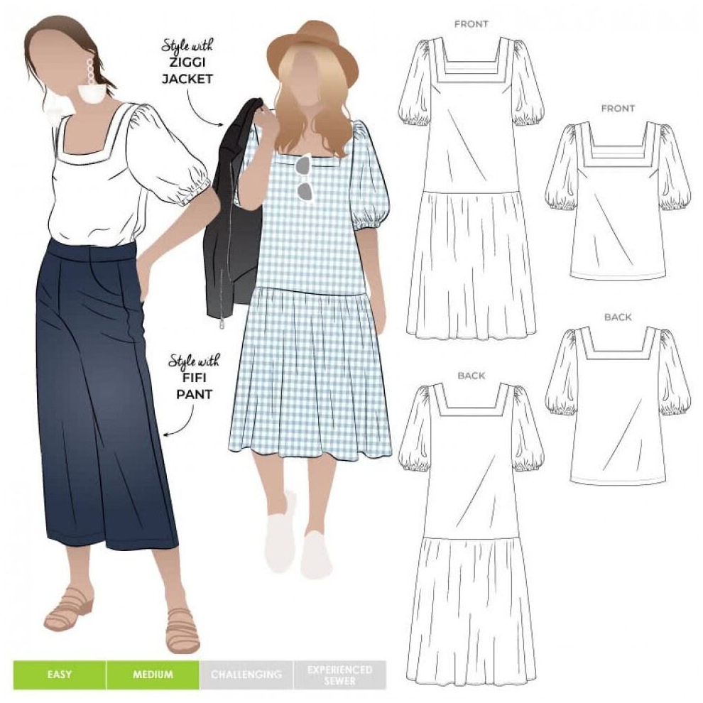 Style Arc Sewing Pattern Clementine Top & Dress Women Sizes 10-22