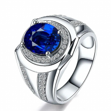 Ring for Women Men 925 Silver Jewelry Oval Sapphire Zircon Gemstone Finger Rings Accessories Wedding Party Promise Gift