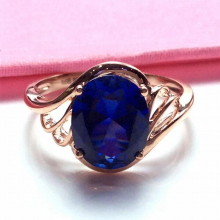 585 purple plated 14K rose sapphire rings for women opening adjustable wedding high-end jewelry