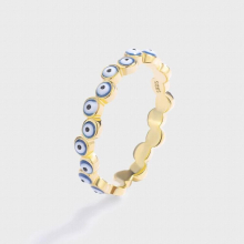 Creative 18K Round Eyes Couple Ring For Women Irregular Sapphire Sterling Silver Gift Jewelry