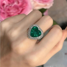 Paraipa Emerald Heart Shape Full Of Diamonds Couple Rings For Women Girl Love Geometric Engagement Bridal Gift Jewelry
