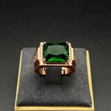 Women Men Ring 925 Silver Jewelry Rectangle Emerald Zircon Gemstone Rose Finger Rings for Wedding Engagement