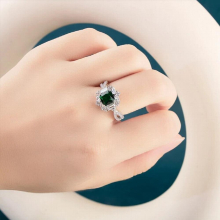 Square Green Lab Emerald Gemstone Ring 925 Sterling Silver Finger Fine Jewerly Ring Wedding Dating Party Gift