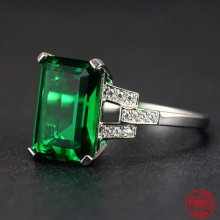 925 Sterling Silver Charm Emerald Rings For Women Wedding Jewelry