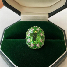 Retro Oval Lab Emerald Stone Rings for Female Silver Open Ring Wedding Bride Promise Jewely