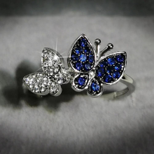 Rings 925 Silver Jewelry Butterfly Shaped Sapphire Zircon Gemstones Finger Ring for Women Wedding Party Ornaments