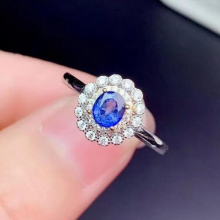 Lab Sapphire Ring Real 925 sterling silver emstone Flower Rings for Women Wedding Engagement Jewelry Gorgeous Promise