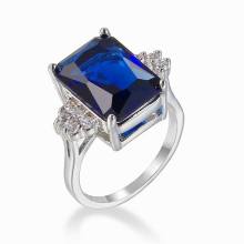 Joiashome Rectangle Sapphire Rings For Women 925 Sterling Silver Vintage Gemstone Rings Anniversary Wedding Jewelry