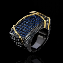 Sapphire Rings Zircon Exaggerated Punk Ring for Women 925 Stamp Afican Jewelry