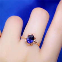 585 Purple Plated 14K Rose Inlaid Sapphire Flower Rings For Women Open High End Engagement Party Jewelry