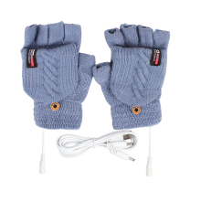 (Blue) Gloves Electric Heated Usb Rechargeable Knitted Warm Thermal Winter Hand Covers