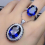 double-row zircon oval sapphire open ring female 5