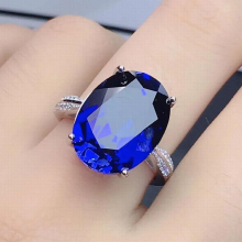 double-row zircon oval sapphire open ring female