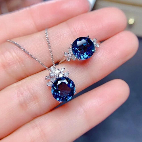 sapphire treasure open ring female temperament pendant necklace 1