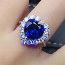 Heart Shaped Love Sapphire Open Ring Set with Zircon Ring for Women