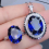 double-row zircon oval sapphire open ring female 2