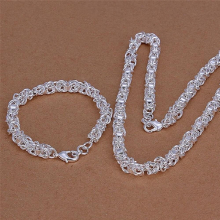 Charm 925 Sterling Silver Bracelets necklace Jewelry sets for men women Circle chain Party Christmas