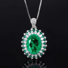 Retro 925 Sterling Silver Main Stone 12*16mm Emerald Crystal Pendant Ring Set Wedding Party Jewelry Vintage Women