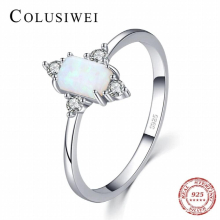 Colusiwei Colorful Dream Opal Rings Real 925 Sterling Silver Vintage Finger Rings Wedding Engagement Jewelry