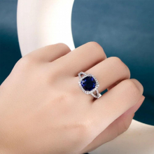 JoiasHome 925 Sterling Silver Rings For Women With Oval Round Shape Sapphire Gemstone Wedding Party Dating Jewerly