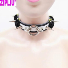 Sexy Harajuku Leather Punk Choker Necklace Flower O-Round Rivets Collar goth torque hot rock