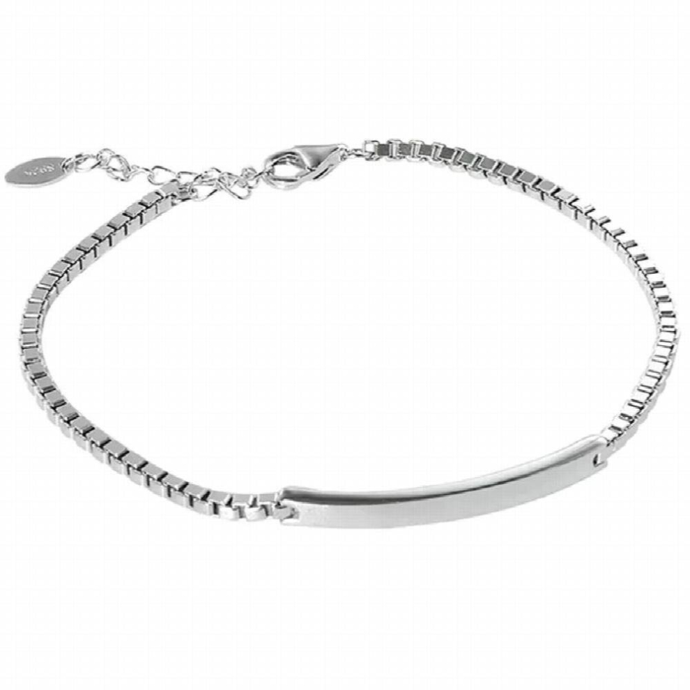 Silver Smooth Rectangle Box Chain Charm Bracelet Vintage Bracelet For Women Men Jewelry S-B339-image-OPC-PCW8X8S-NEW
