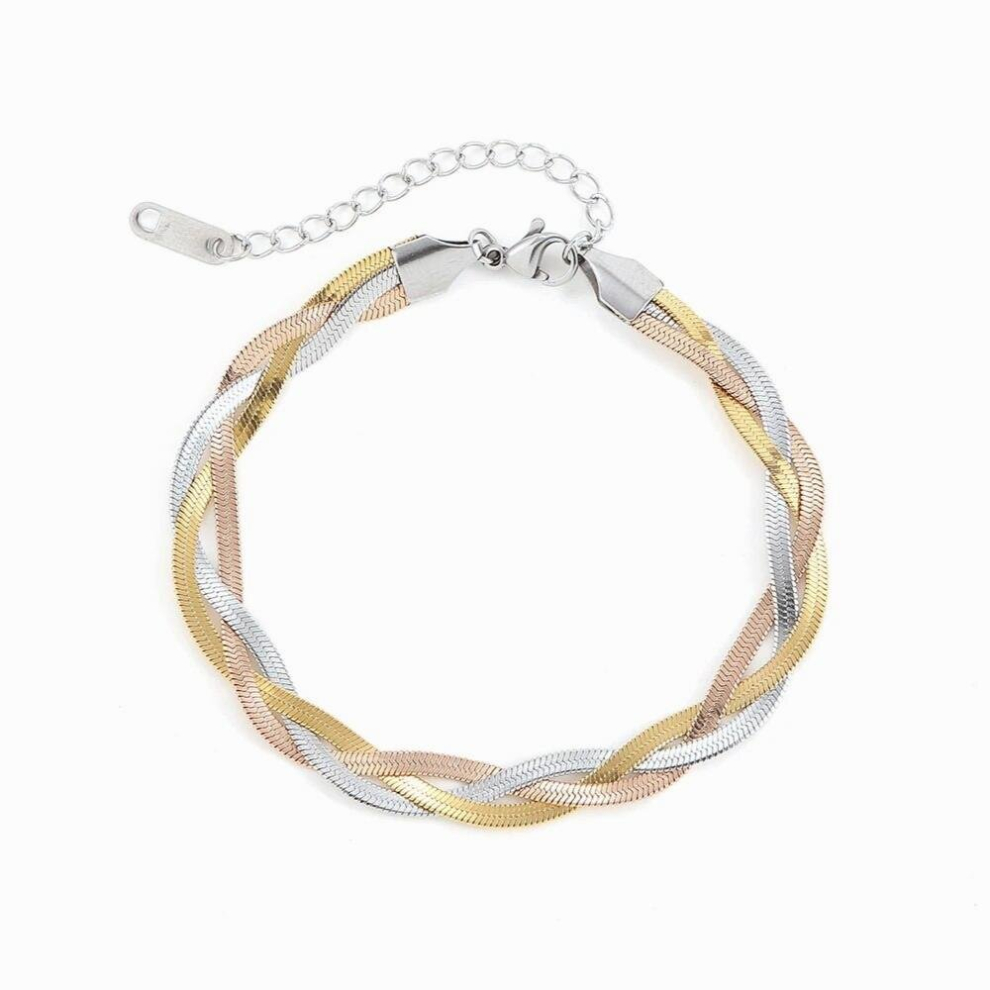 Multilayer Flat Herringbone Snake Chain Bracelet Flat Cuban Chain Bracelets for Men Women Stainless Steel Jewelry-image-OPC-PCW8X8P-NEW