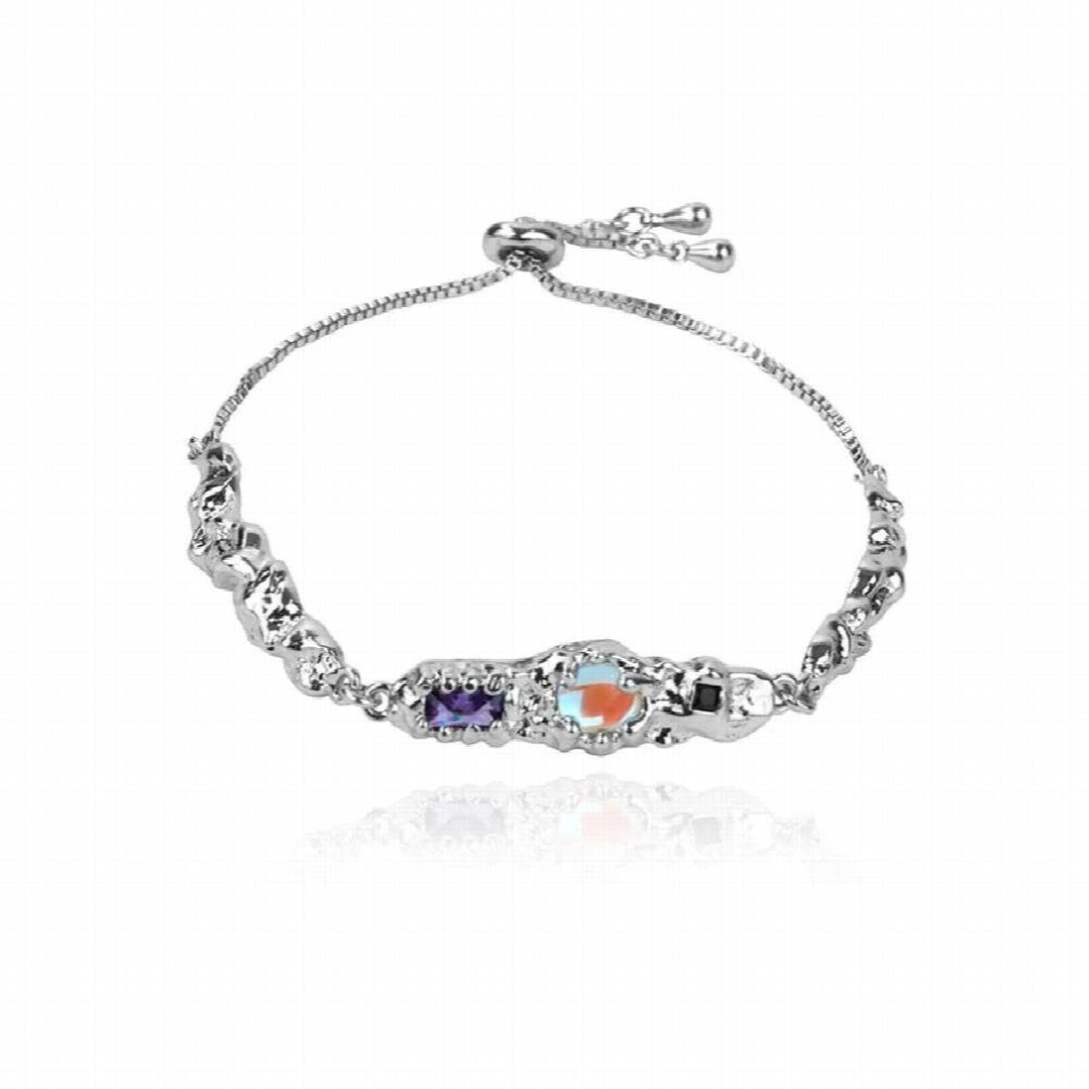 Colorful Stone Irregular Chain Bracelet for Women ins Sweet Light Niche Hand Jewelry-image-OPC-PCW8XRS-NEW