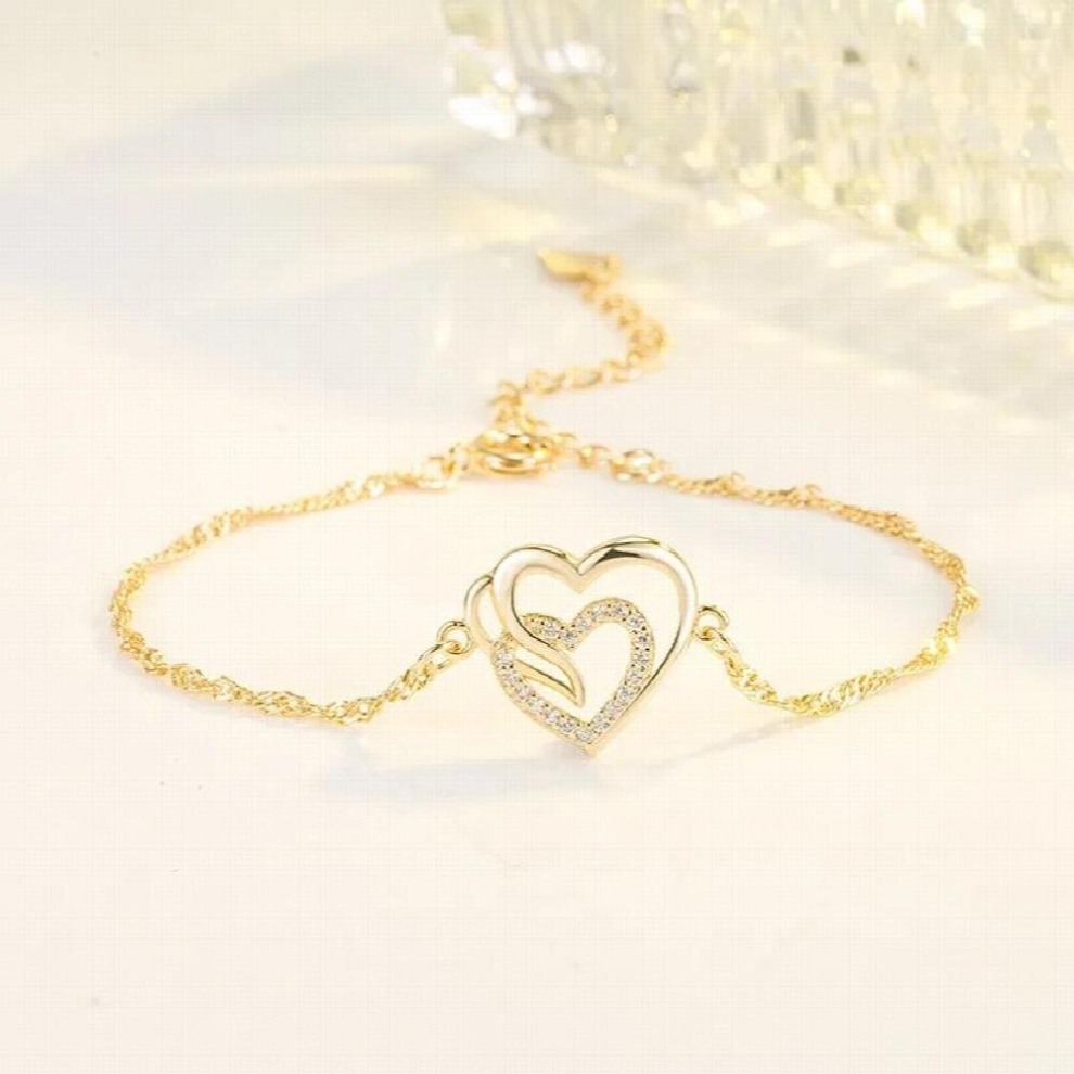Double Hollow Heart Bracelet For Female Zircon Love Link Chain Charm Bracelet Romantic Jewelry Adjustable-image-OPC-PCW8YVP-NEW